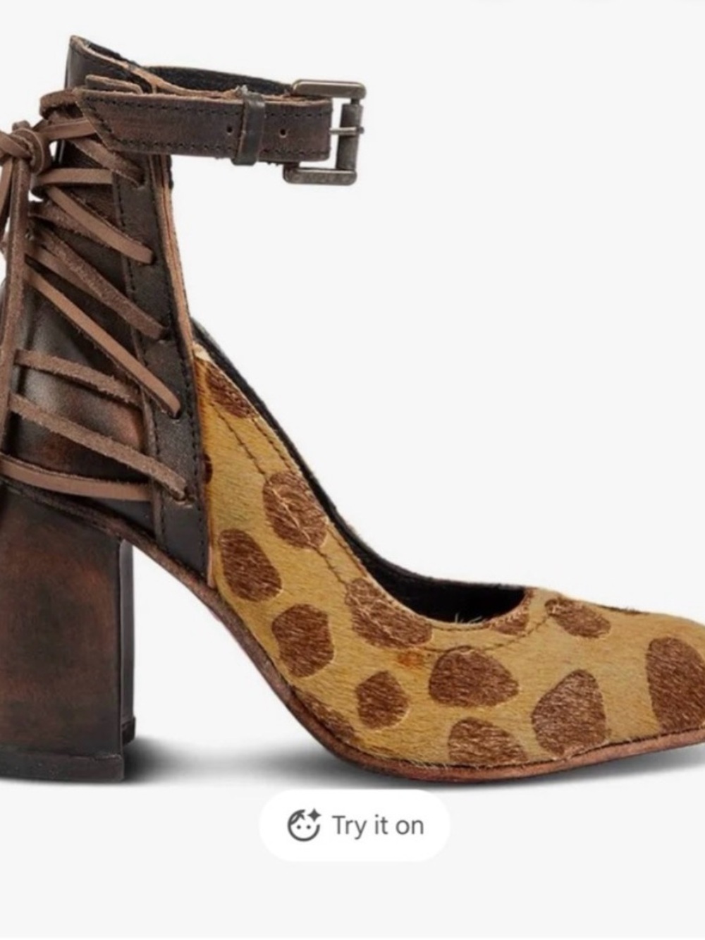 freebird Leopard-Jillian Croco Print Ankle-Strap Block Heel in Leopard